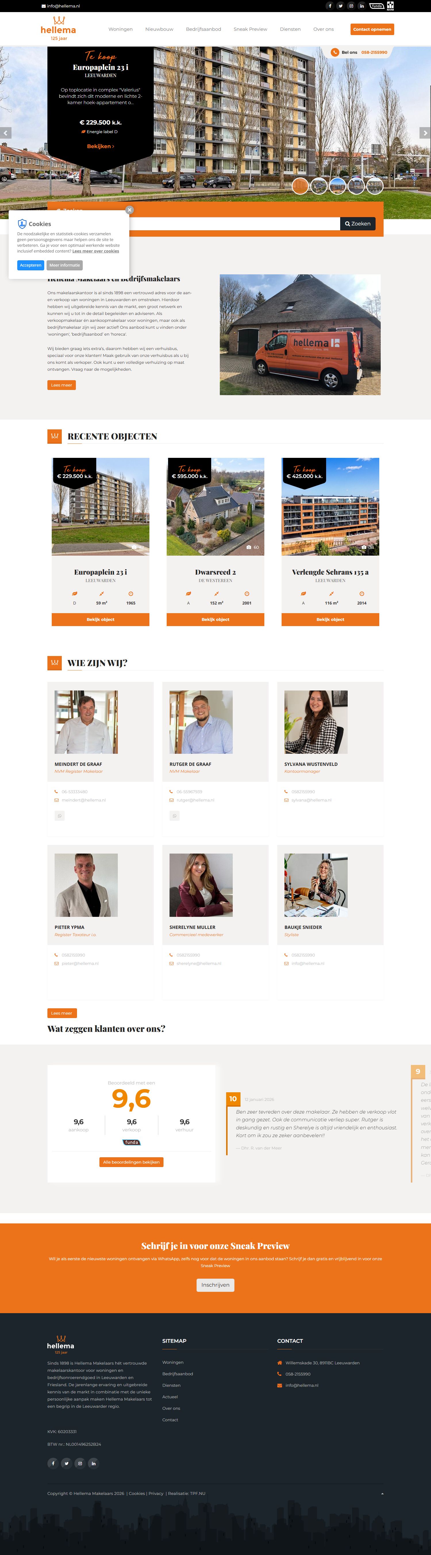 Screenshot van de website van www.hellema.nl