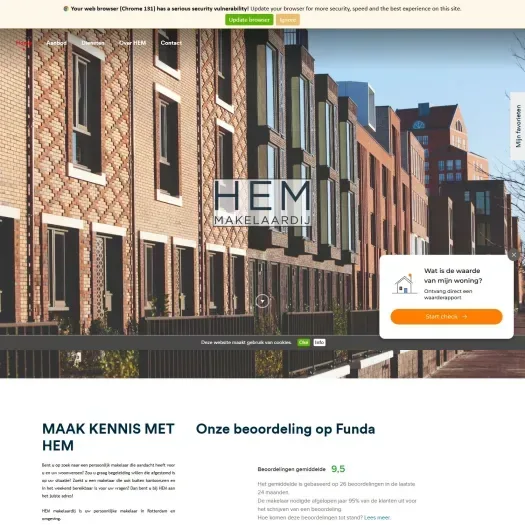 Screenshot van de website van www.hem-makelaardij.nl
