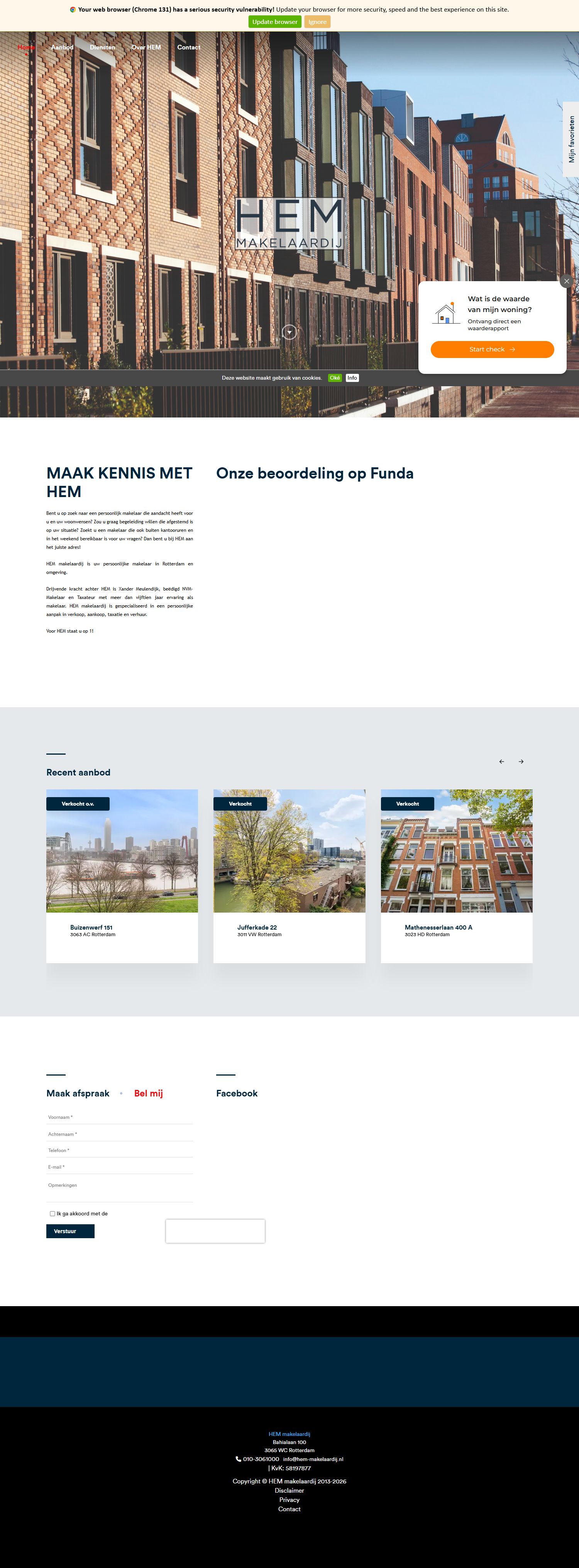 Screenshot van de website van www.hem-makelaardij.nl