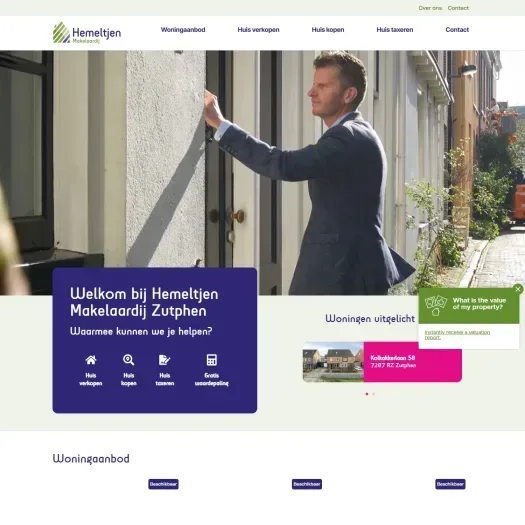 Screenshot van de website van www.hemeltjenmakelaardij.nl