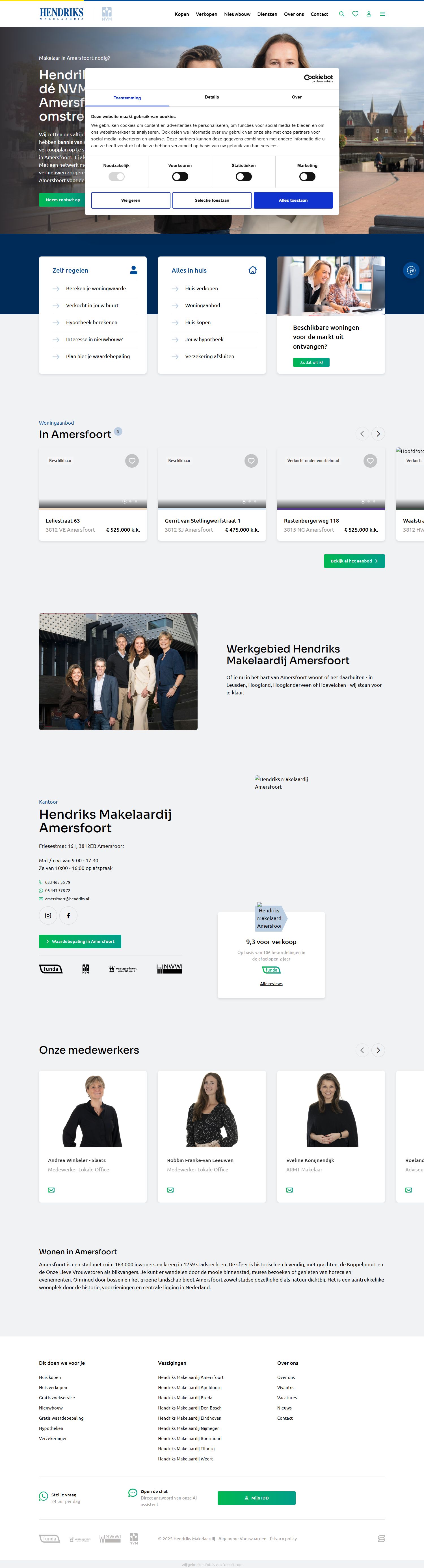 Screenshot van de website van hendriks.nl