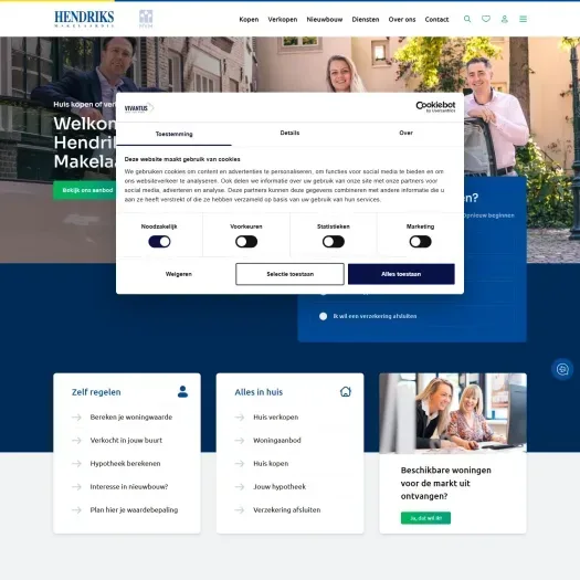 Screenshot van de website van hendriks.nl