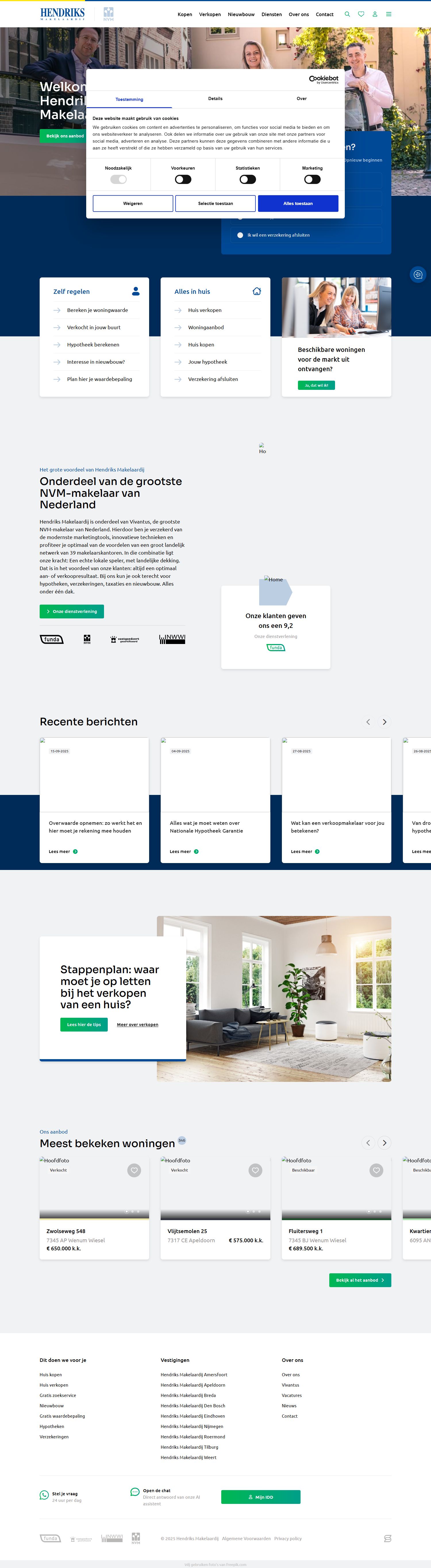 Screenshot van de website van hendriks.nl