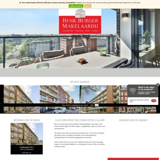 Screenshot van de website van www.henkburger.nl