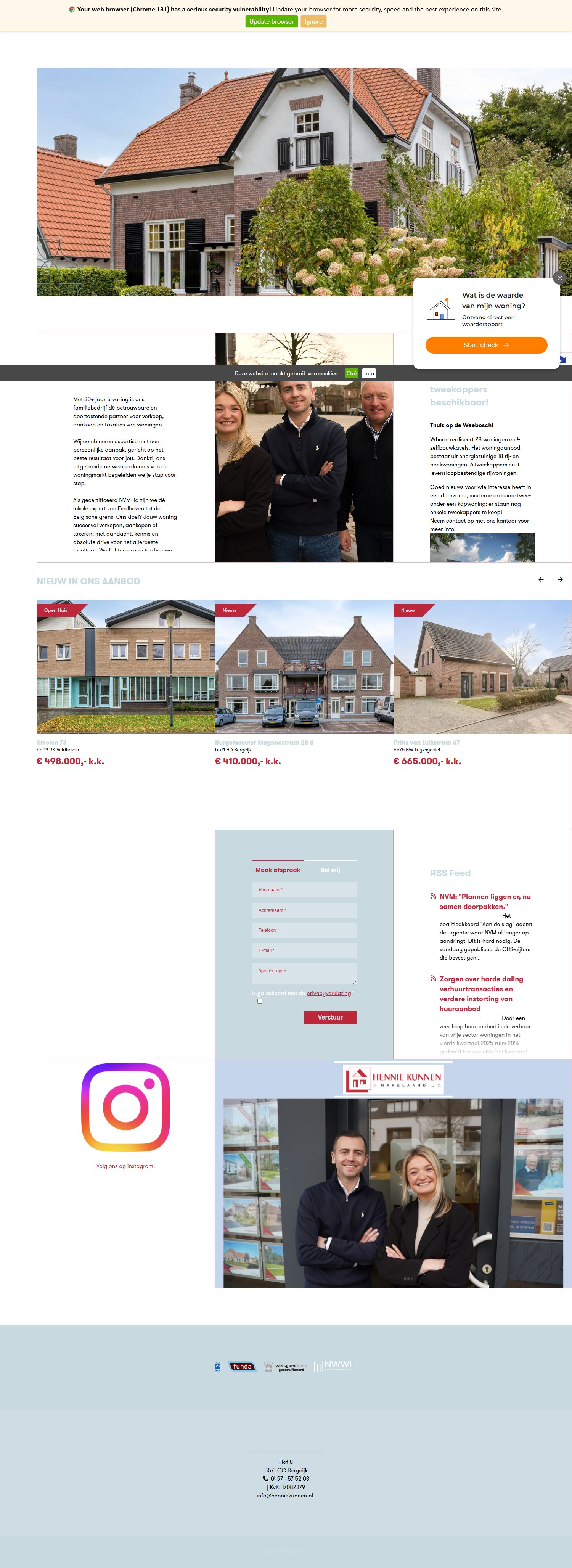 Screenshot van de website van www.henniekunnen.nl
