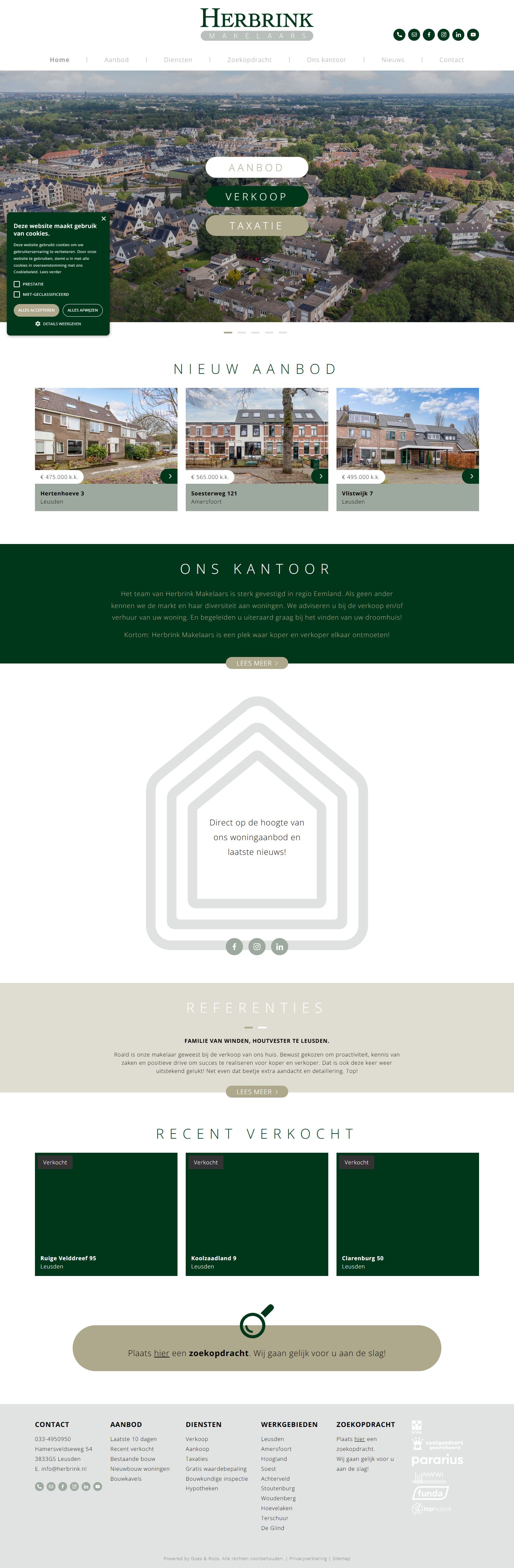 Screenshot van de website van www.herbrink.nl