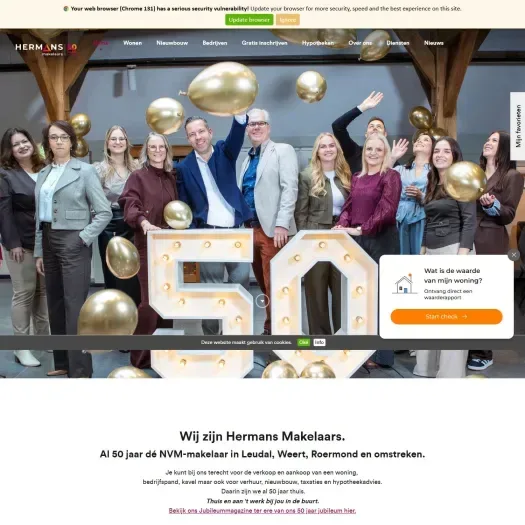 Capture d'écran du site web de www.hermansmakelaars.nl