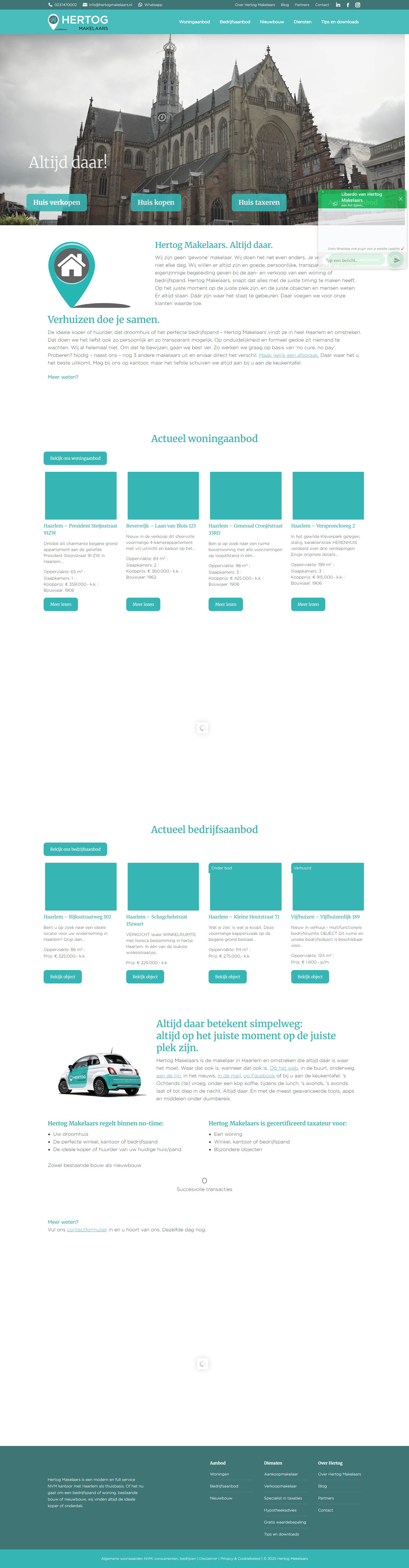 Screenshot van de website van www.hertogmakelaars.nl
