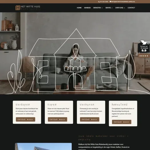 Screenshot van de website van www.hetwittehuismakelaardij.nl