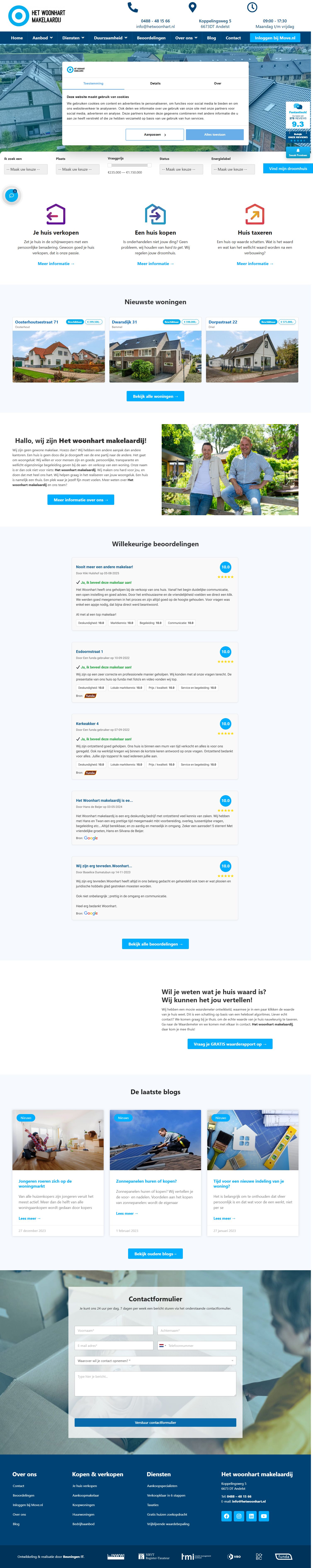 Screenshot van de website van www.hetwoonhart.nl