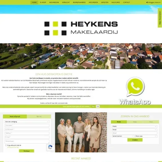 Screenshot van de website van www.heykens.nl
