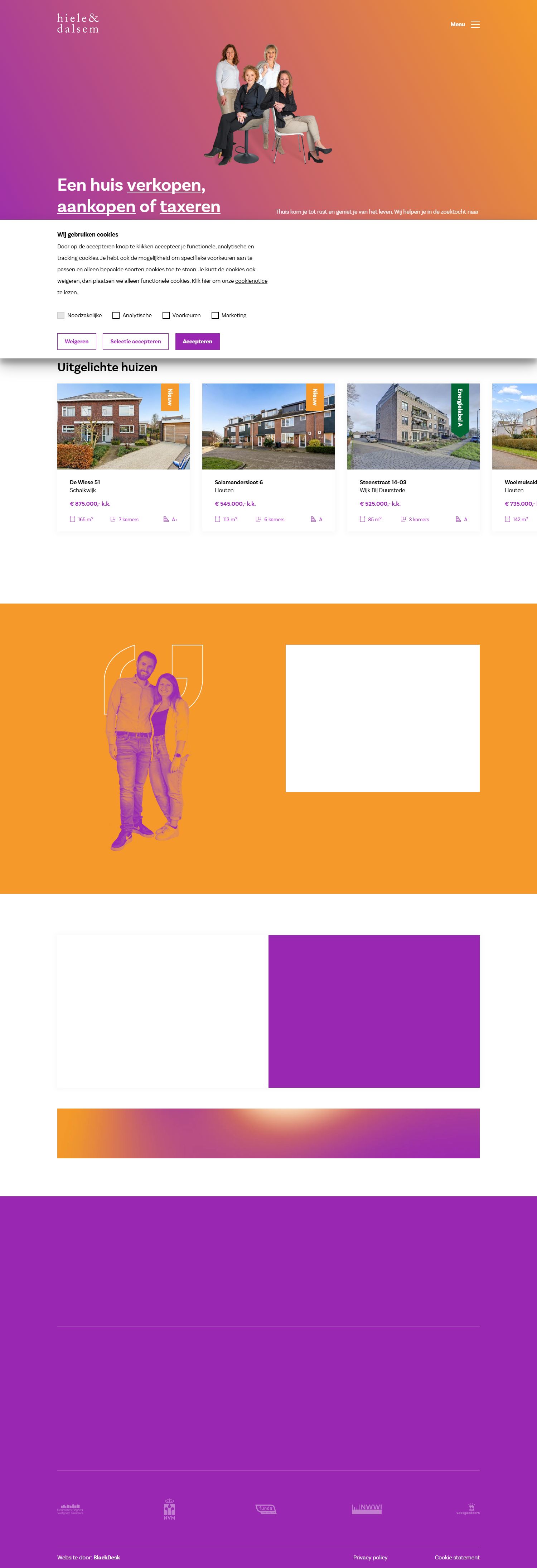 Screenshot van de website van www.hdmakelaardij.nl