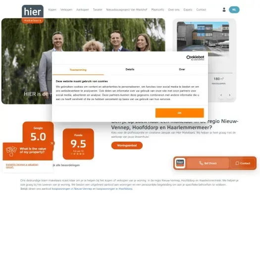 Capture d'écran du site web de hiermakelaars.nl