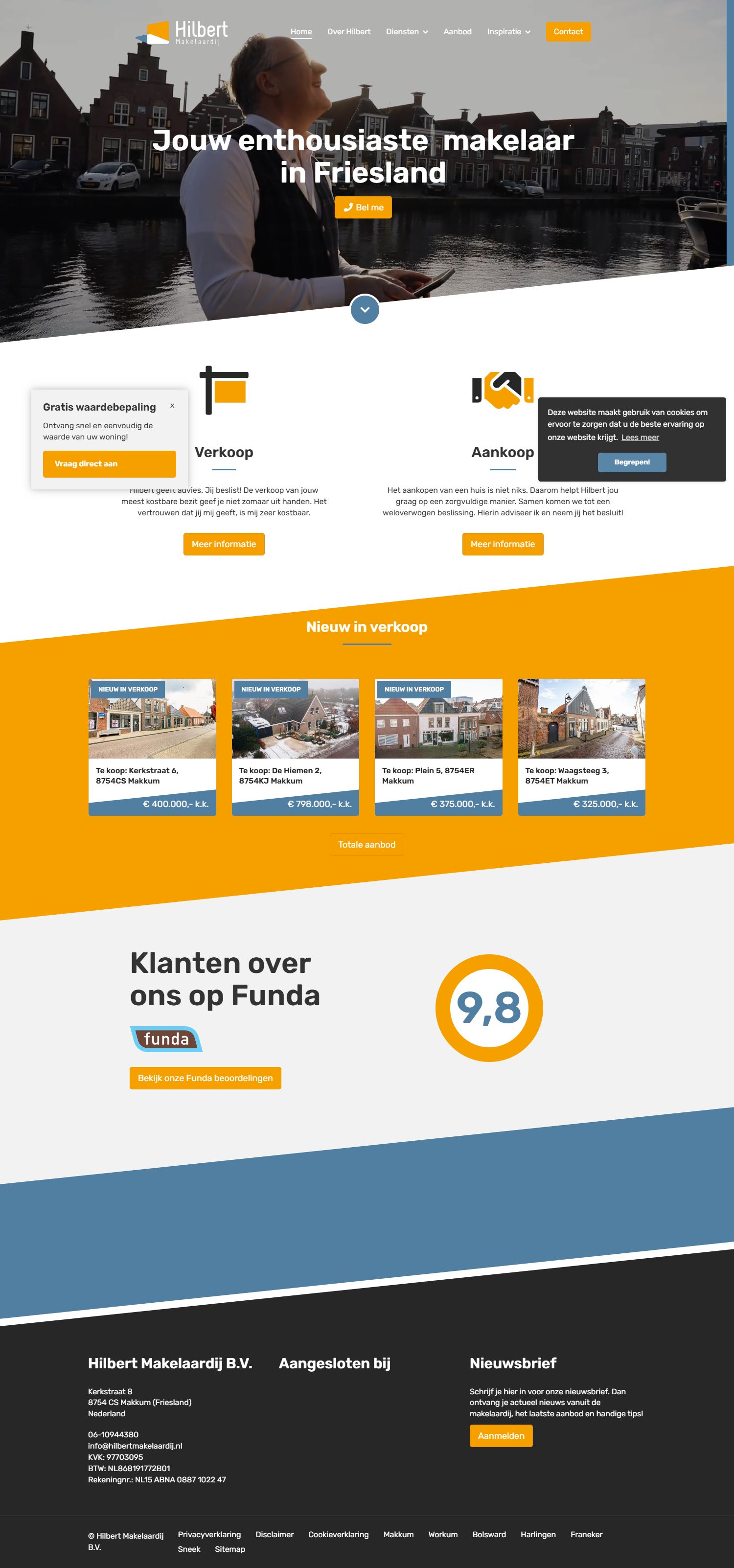 Screenshot van de website van www.hilbertmakelaardij.nl