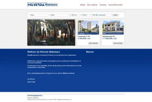 Screenshot of the website of www.hilverdamakelaars.nl