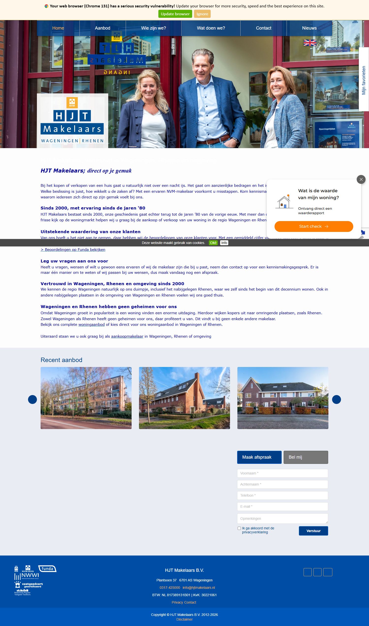 Screenshot van de website van www.hjtmakelaars.nl