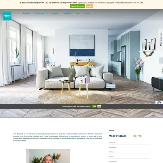 Screenshot van de website van www.hkmmakelaardij.nl