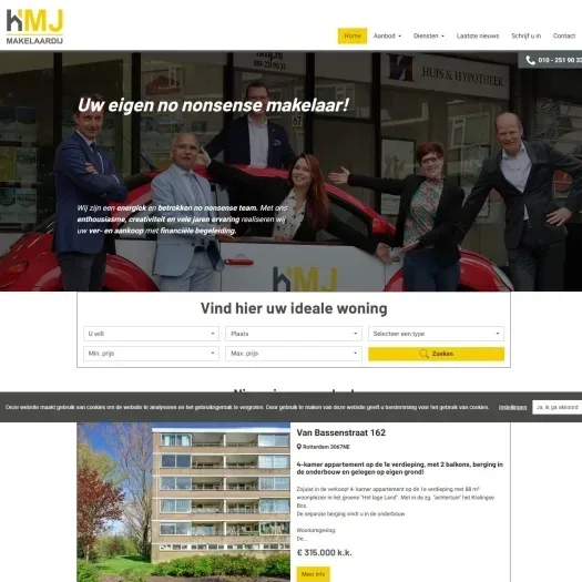 Screenshot van de website van www.hmj.nl