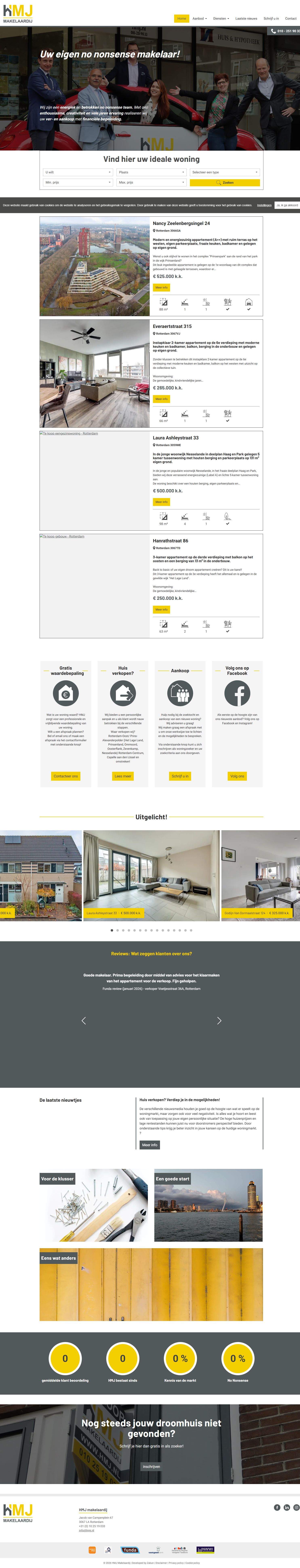 Screenshot van de website van www.hmj.nl