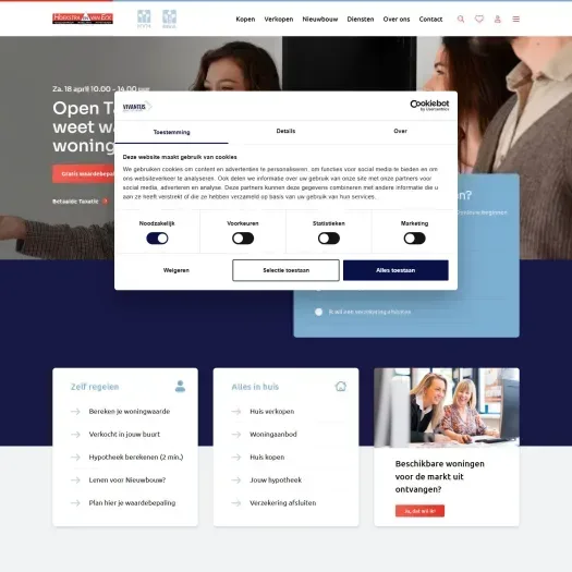 Screenshot van de website van www.hoekstraenvaneck.nl