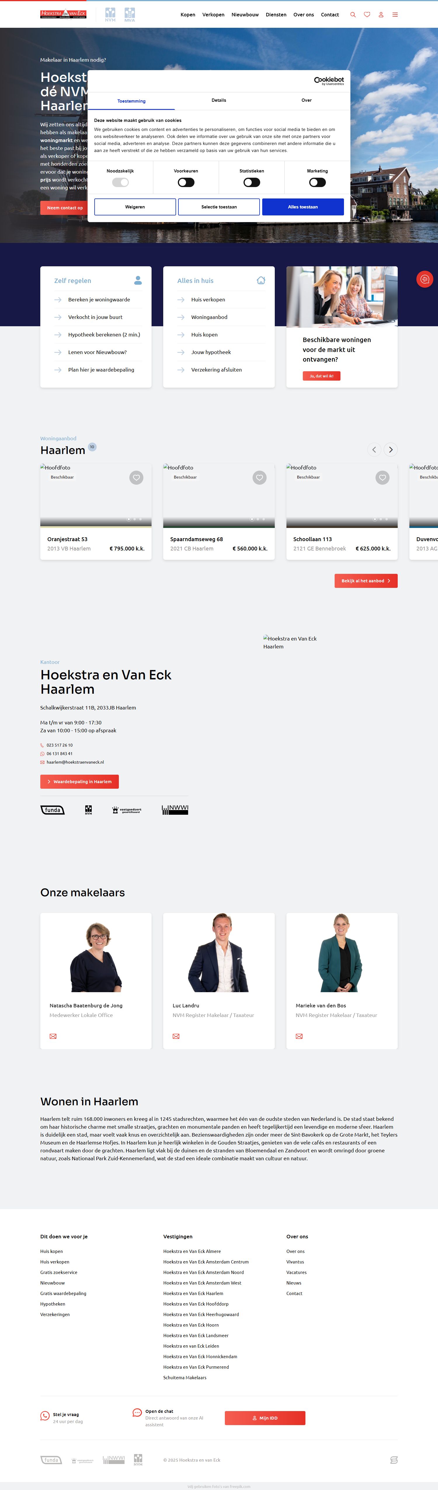 Screenshot van de website van hoekstraenvaneck.nl