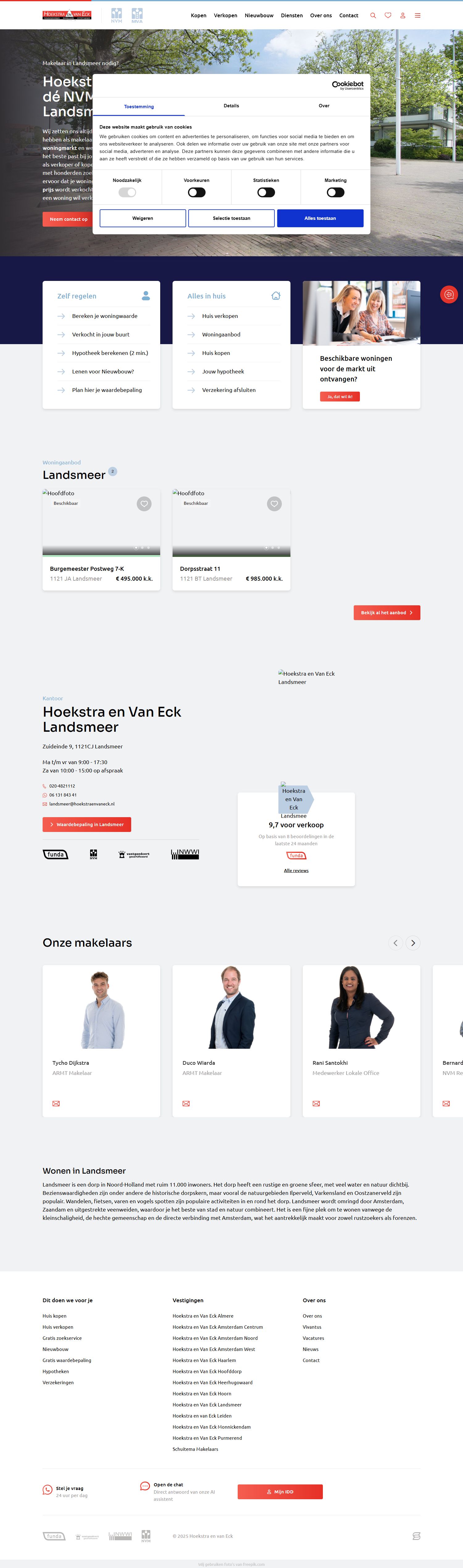 Screenshot van de website van hoekstraenvaneck.nl