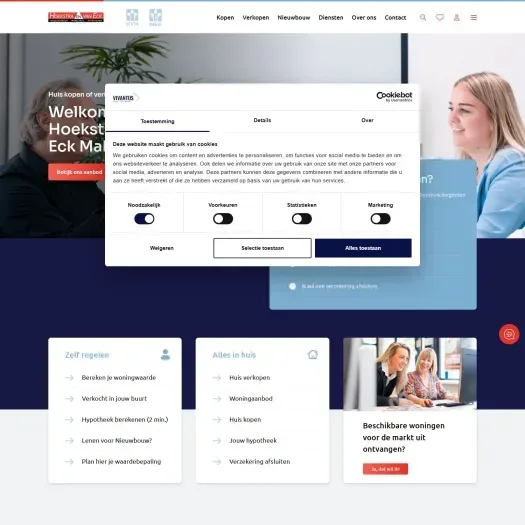 Screenshot of the website of www.hoekstraenvaneck.nl