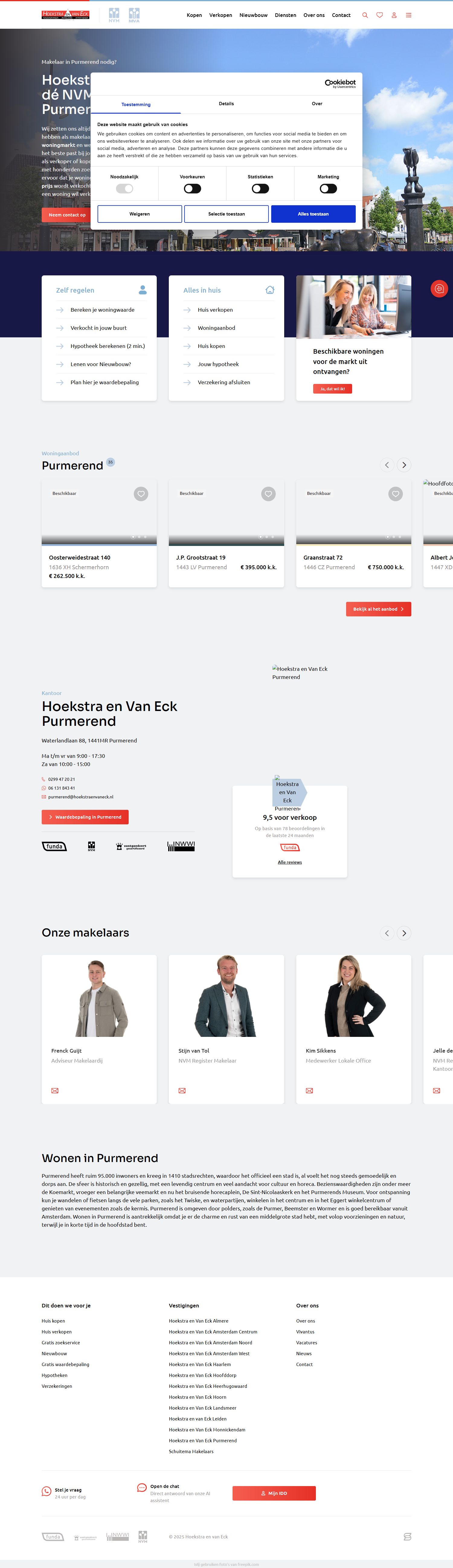 Screenshot van de website van hoekstraenvaneck.nl