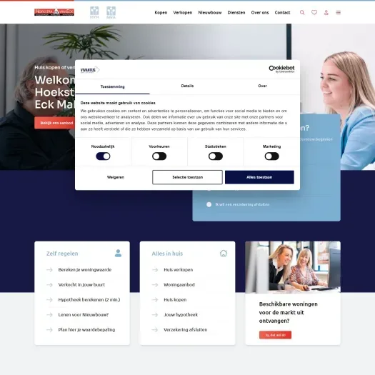 Screenshot van de website van hoekstraenvaneck.nl