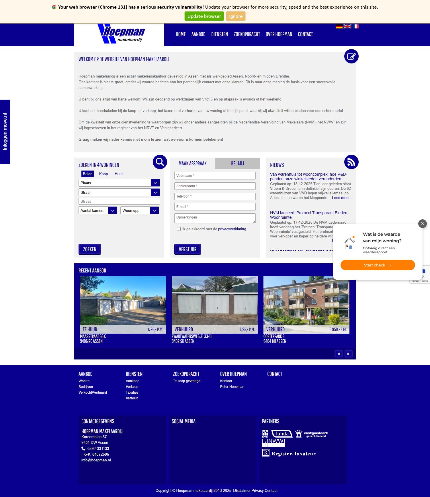 Screenshot van de website van www.hoepman.nl