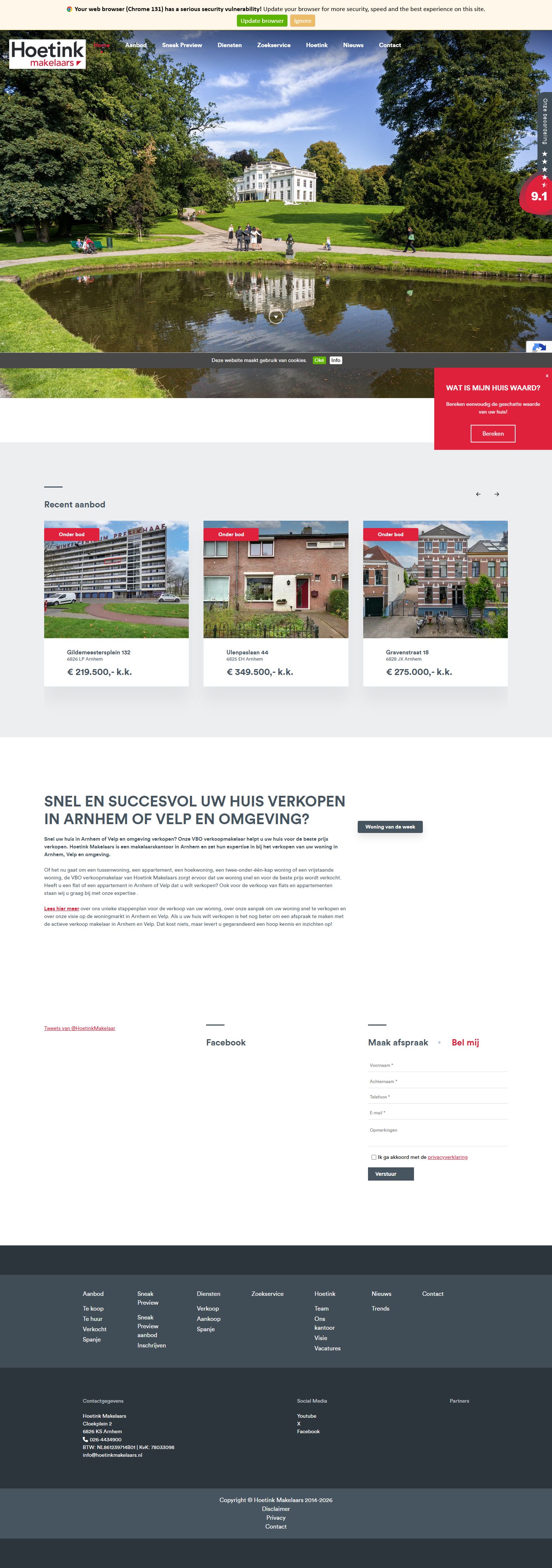 Screenshot van de website van www.hoetinkmakelaars.nl