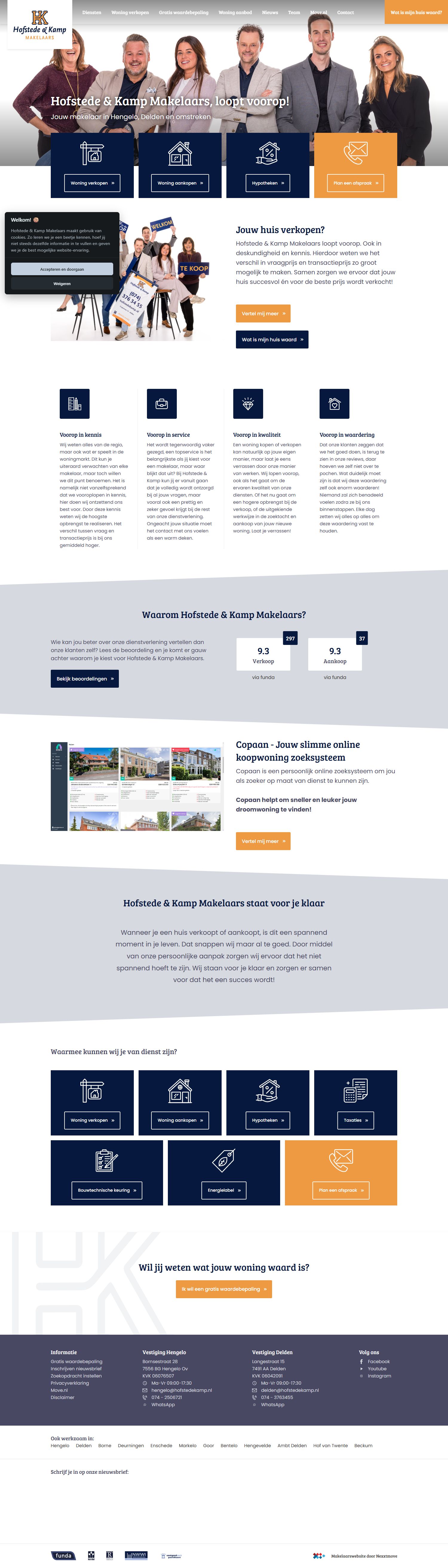 Screenshot van de website van www.hofstedekamp.nl