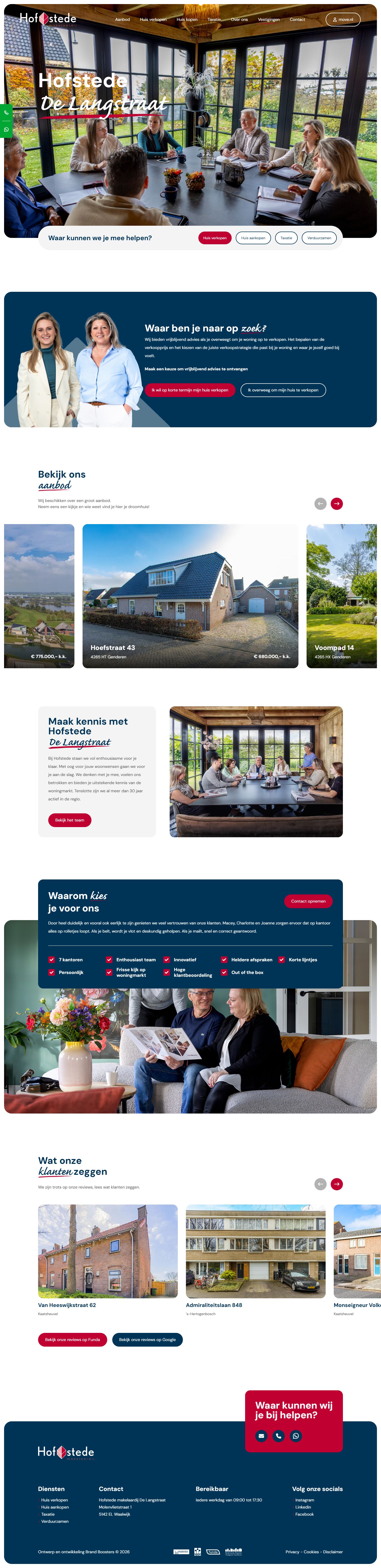 Screenshot van de website van www.hofstededelangstraat.nl