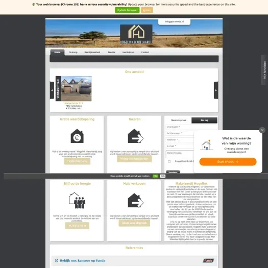 Screenshot van de website van www.hogelink.nl