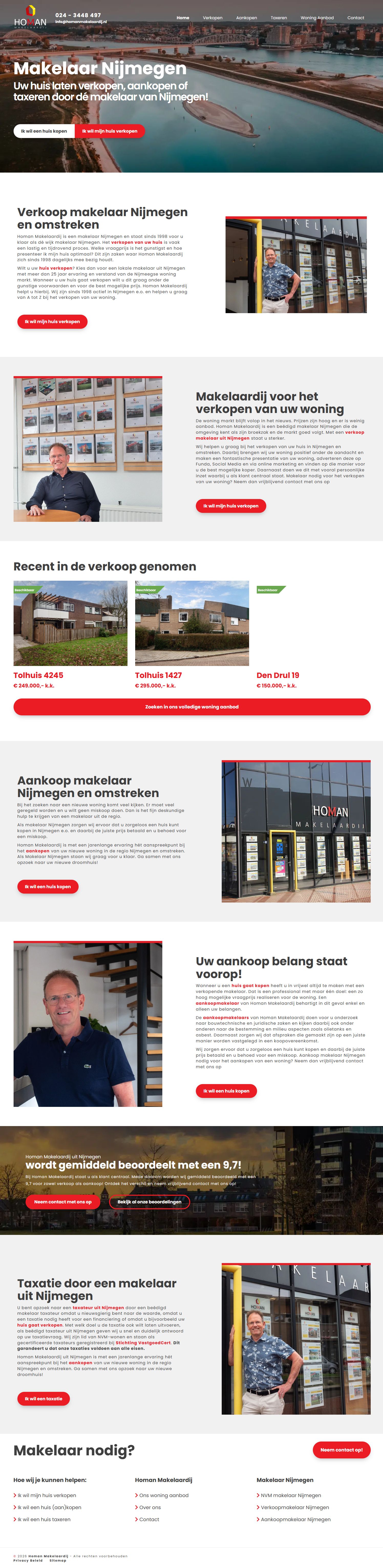 Screenshot van de website van www.homanmakelaardij.nl
