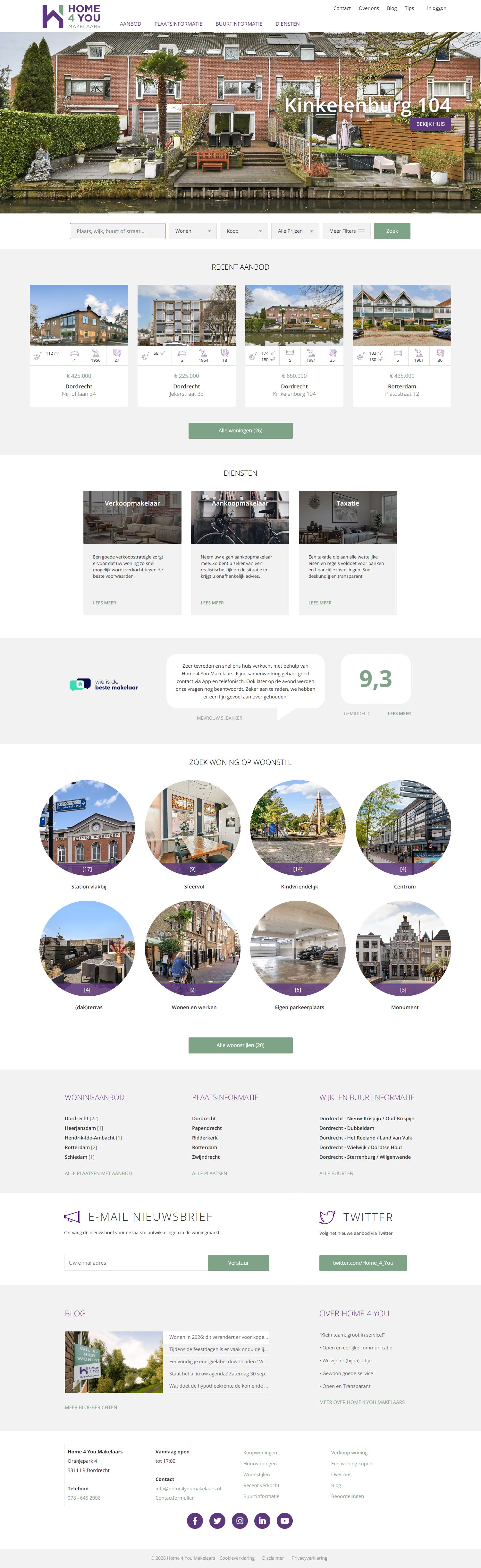 Screenshot van de website van www.home4youmakelaars.nl