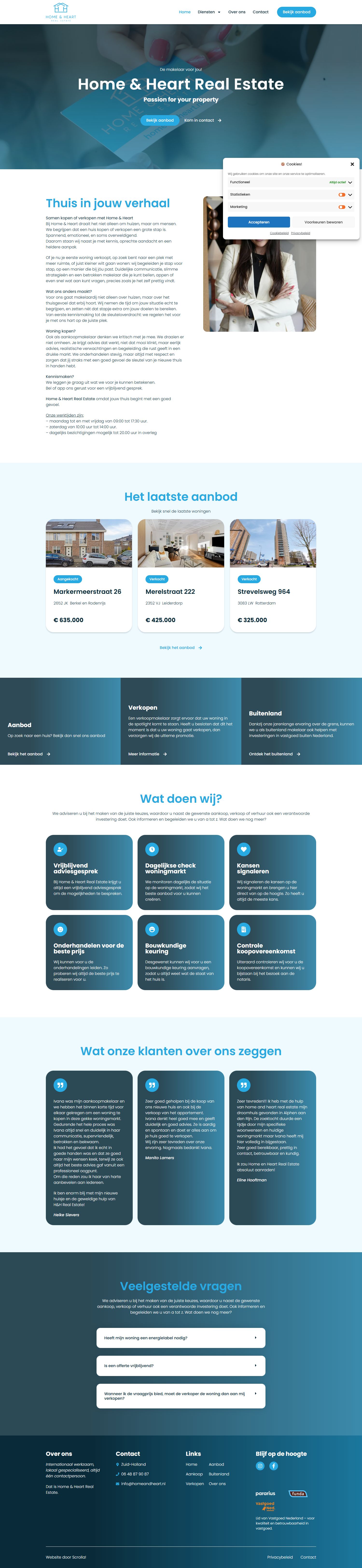 Screenshot van de website van www.homeandheart.nl