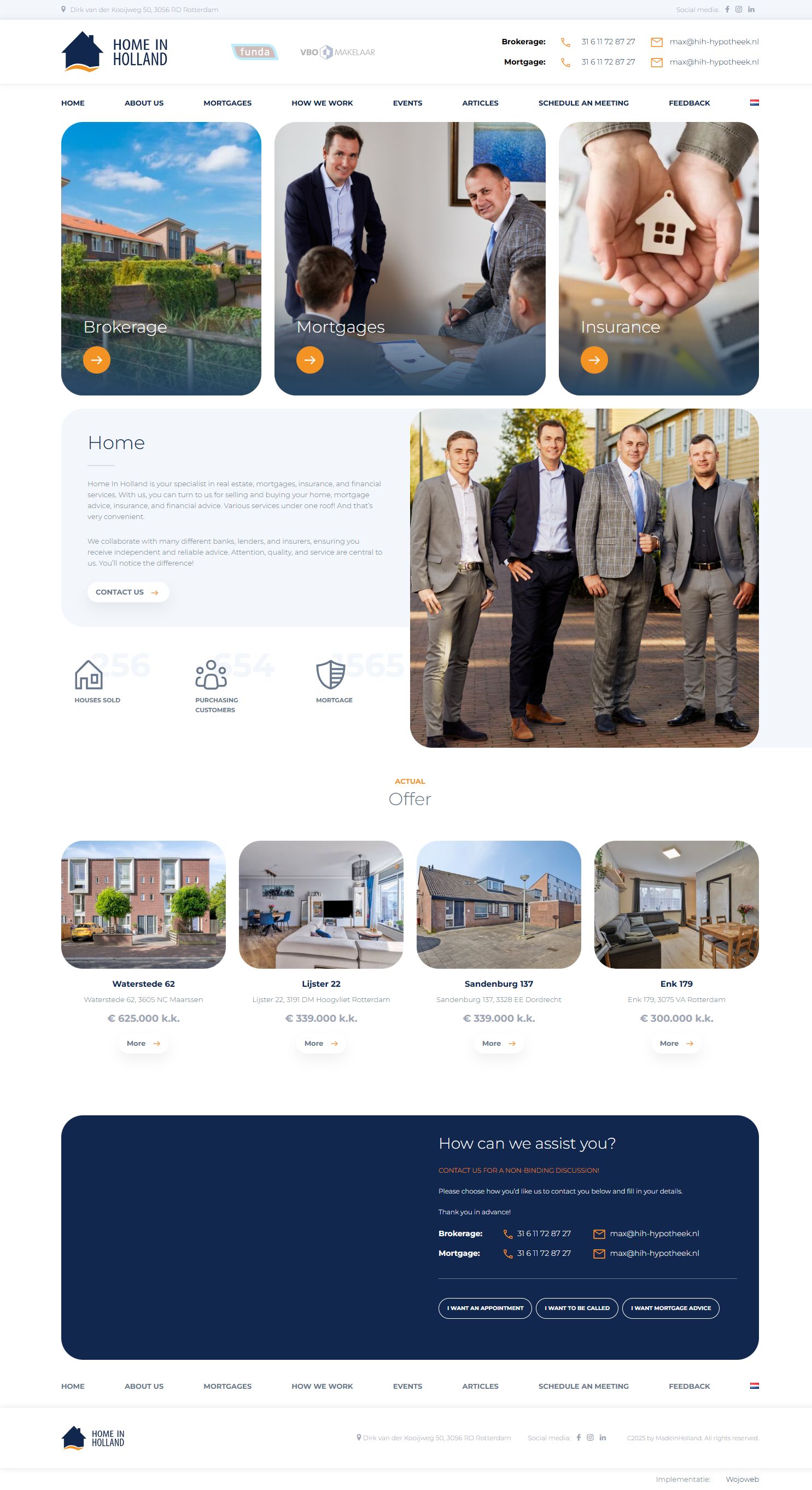 Screenshot van de website van www.homeinholland.nl