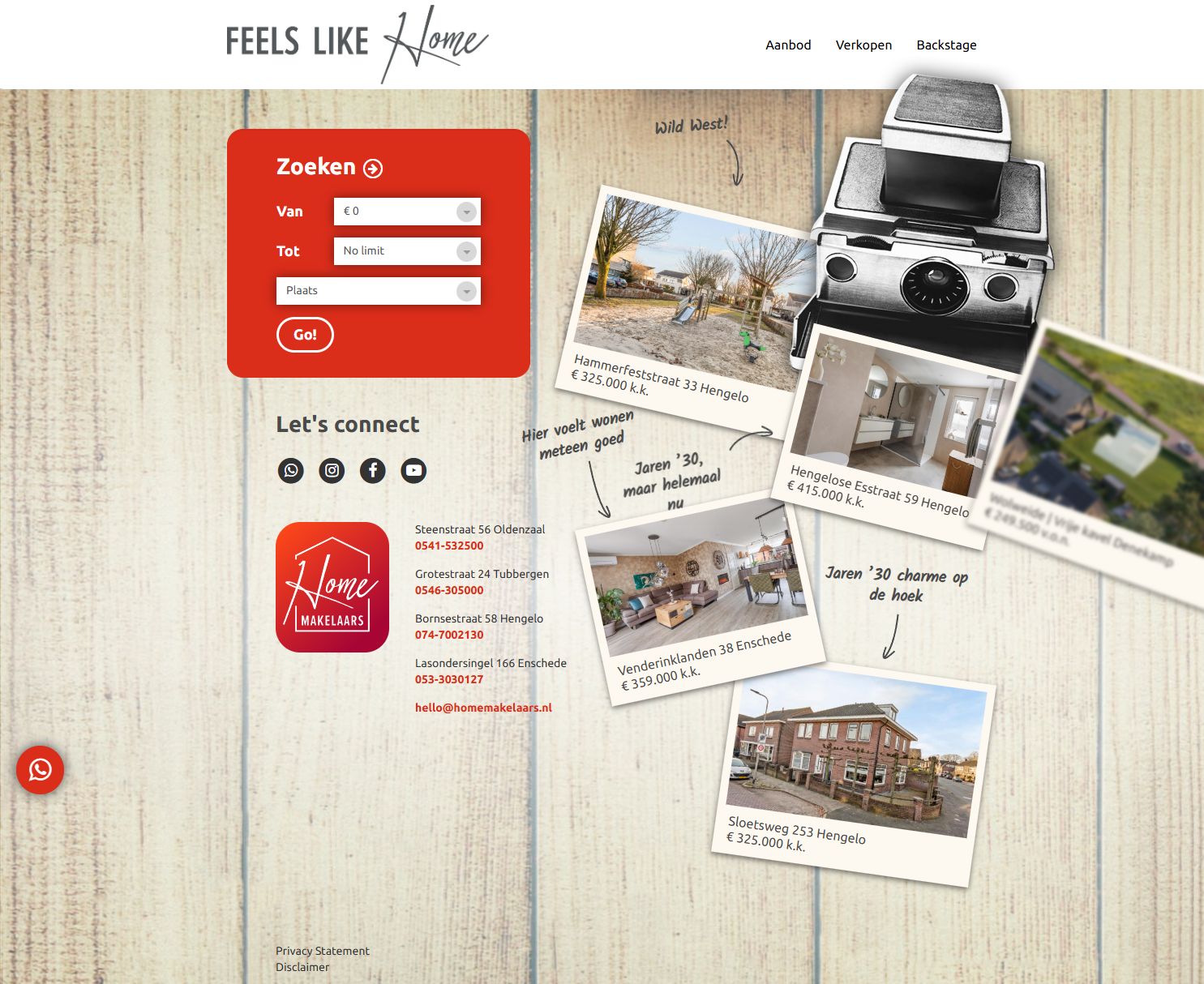 Screenshot van de website van www.homemakelaars.nl