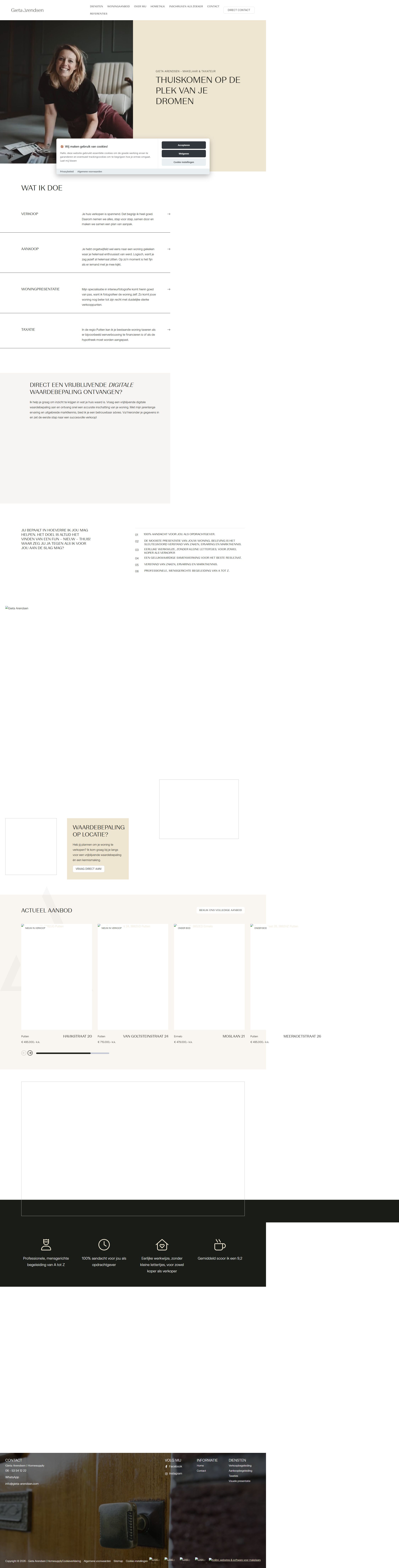 Screenshot van de website van gieta-arendsen.com