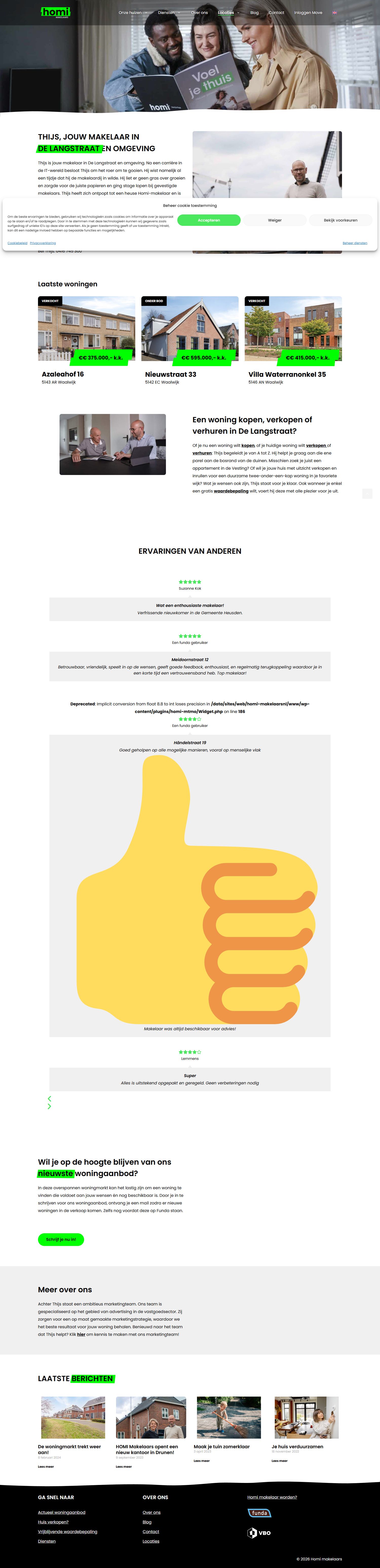 Screenshot van de website van www.homi-makelaars.nl