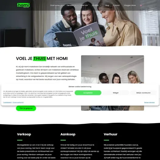 Screenshot der Website von www.homi-makelaars.nl