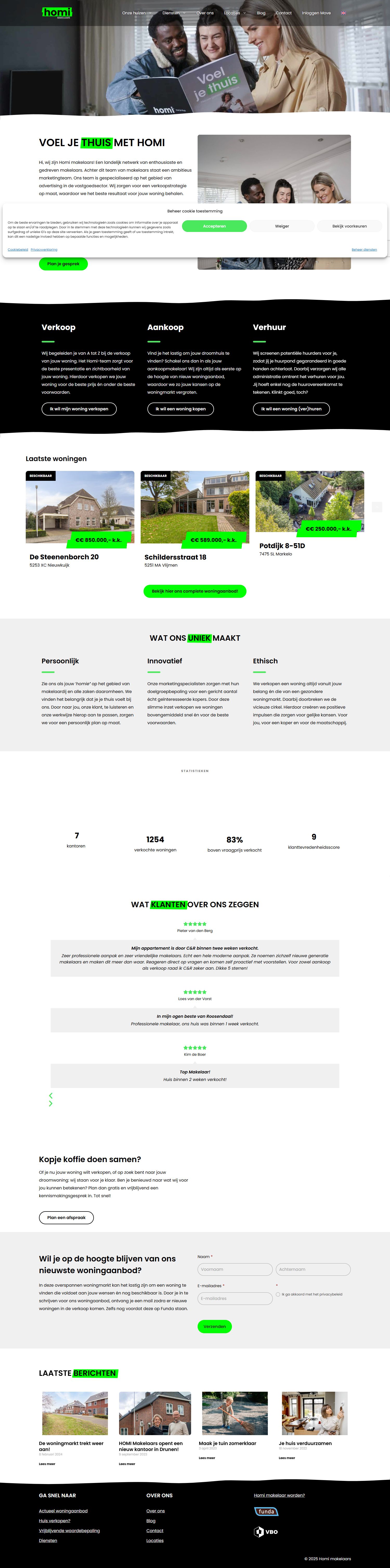 Screenshot van de website van www.homi-makelaars.nl