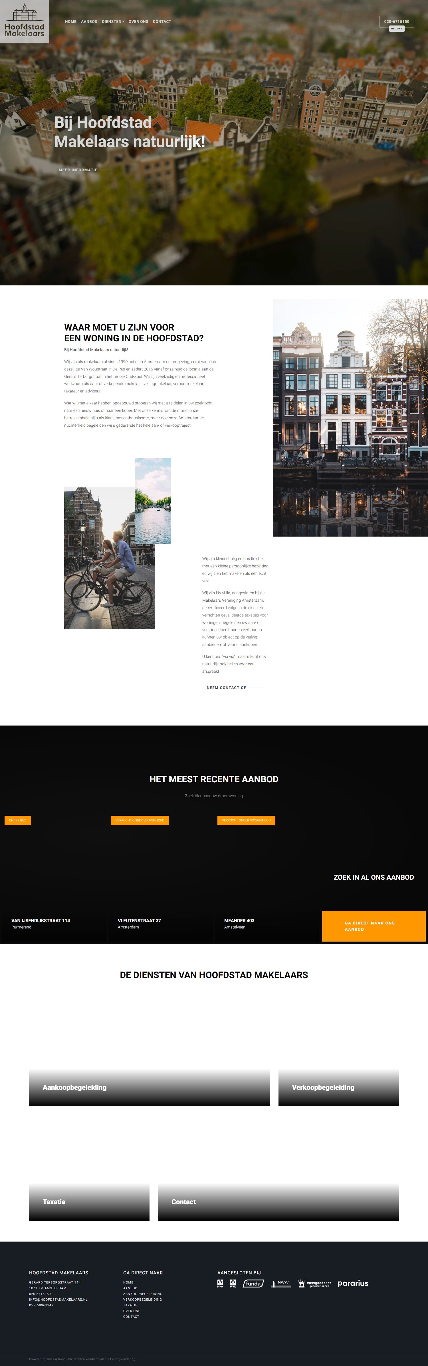Screenshot van de website van www.hoofdstadmakelaars.nl