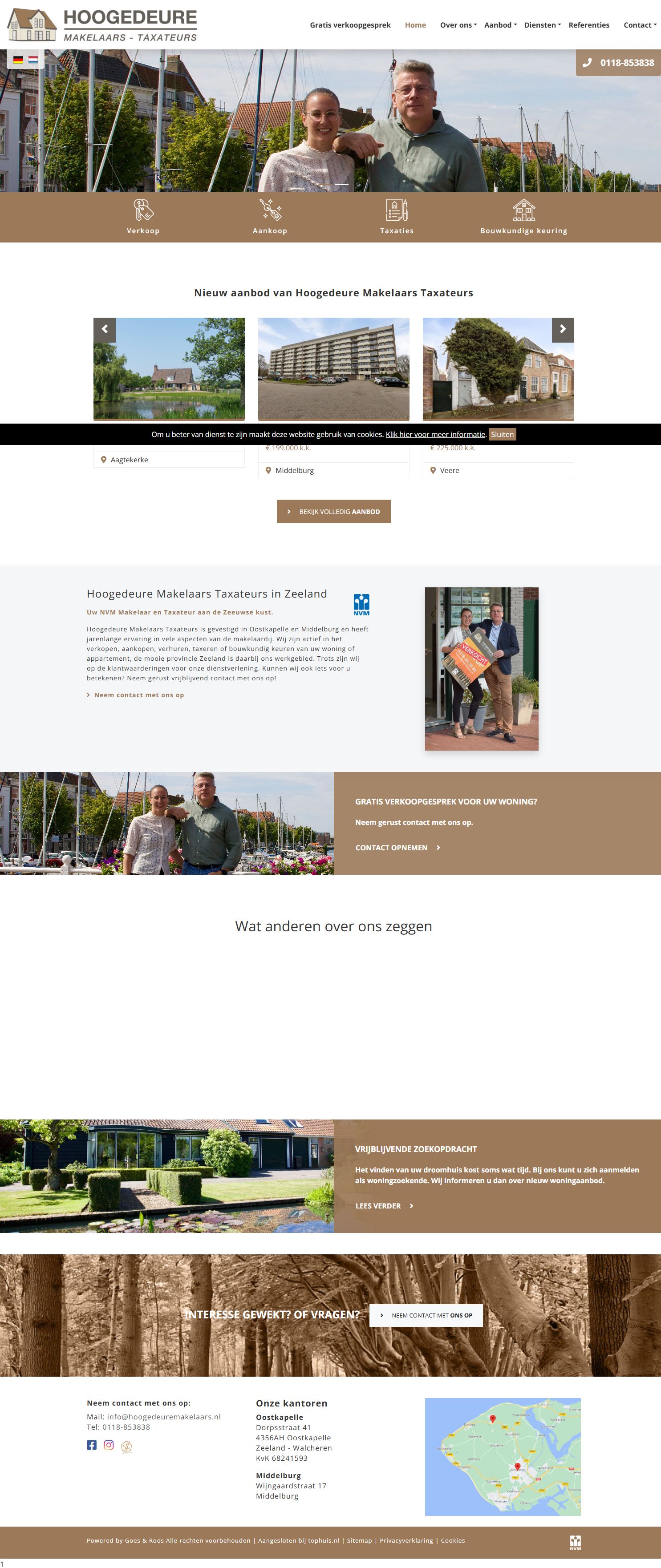 Screenshot van de website van www.hoogedeuremakelaars.nl