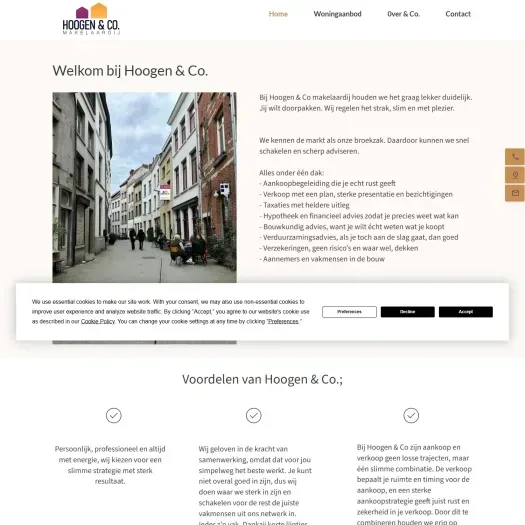 Screenshot der Website von www.hoogen-co.nl