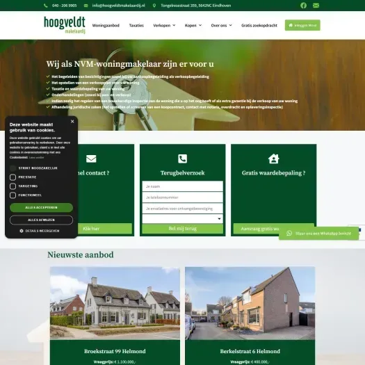 Screenshot van de website van hoogveldtmakelaardij.nl
