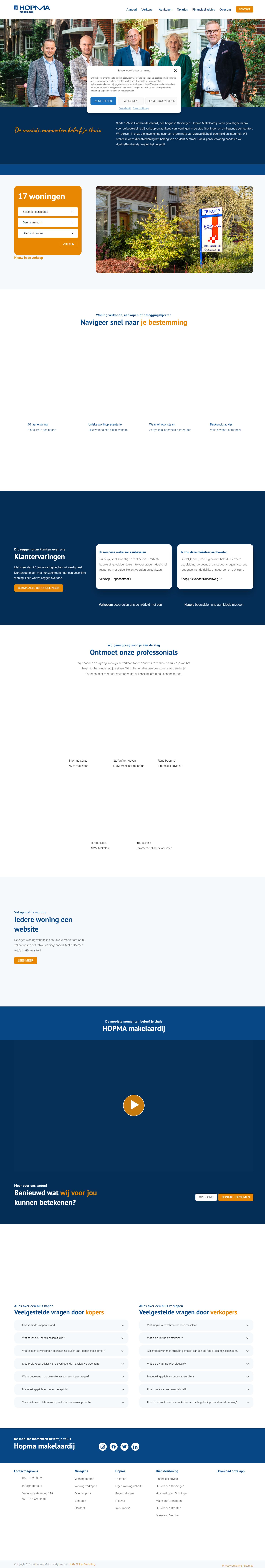 Screenshot van de website van www.hopma.nl