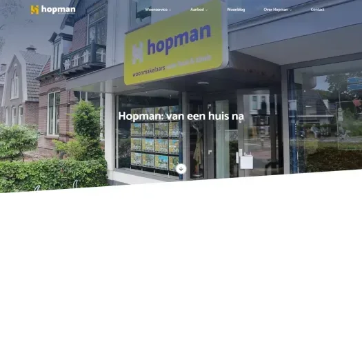 Screenshot van de website van www.hopmanmakelaars.nl