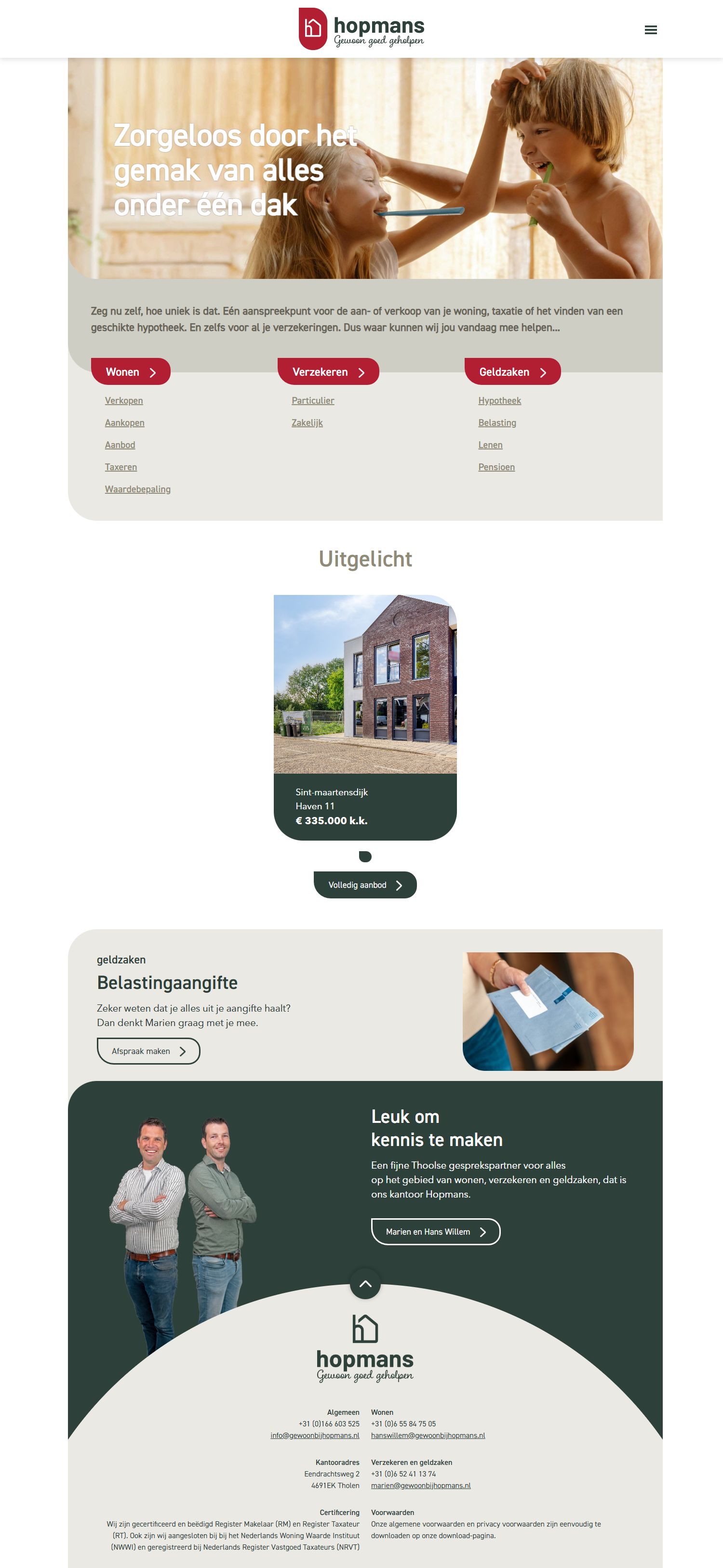 Screenshot van de website van www.hopmansengeense.nl